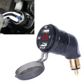 German EU Plug Special Motorcycle Elbow Charger Dual USB Voltmeter 4.2A Charger, Black, Blue, Gold