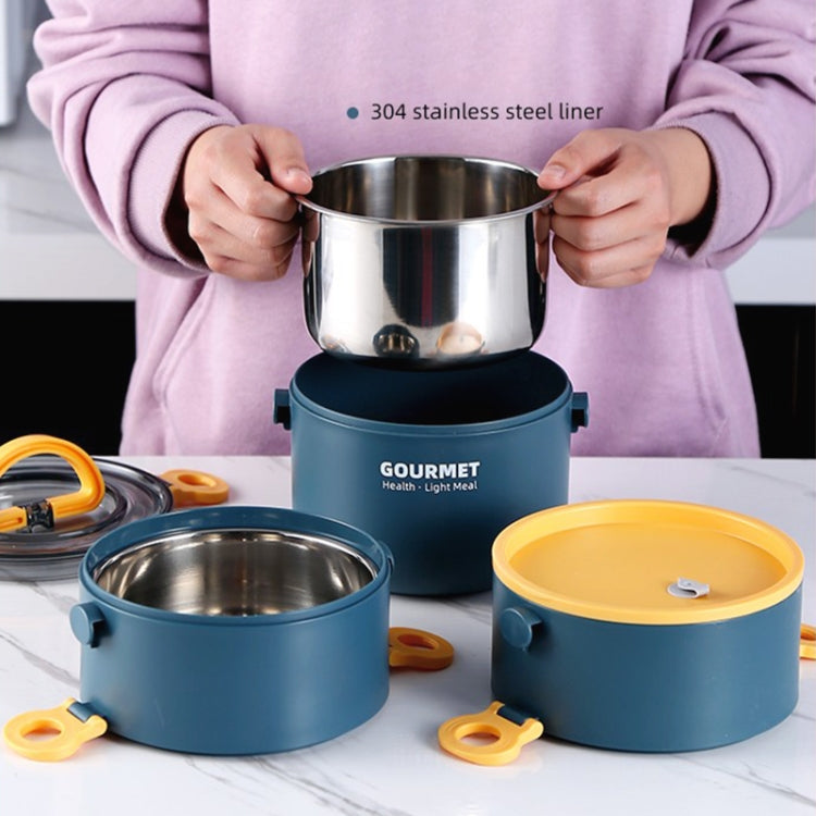 304 Stainless Steel Insulated Bowl Student Plastic Shell Lunch Box, Single-Layer 1000ml, Dual-Layer 1600ml, Tri-Layer 2200ml