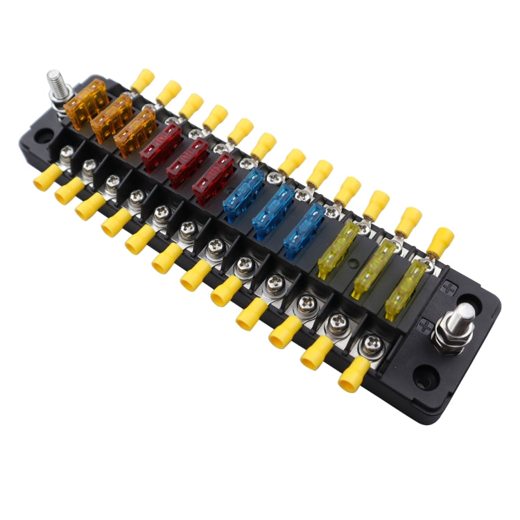 CP-4042 Vertical 12 Way Fuse Block with 12pcs Fuses and 12pcs Terminals, Vertical 12 Way with 12pcs Terminals