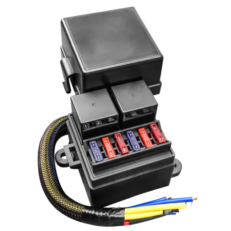 12V 4 Pin IP65 Waterproof Car 6 Slots Modified Relay Fuse Box with Cable Kit, 12V 4 Pin Kit