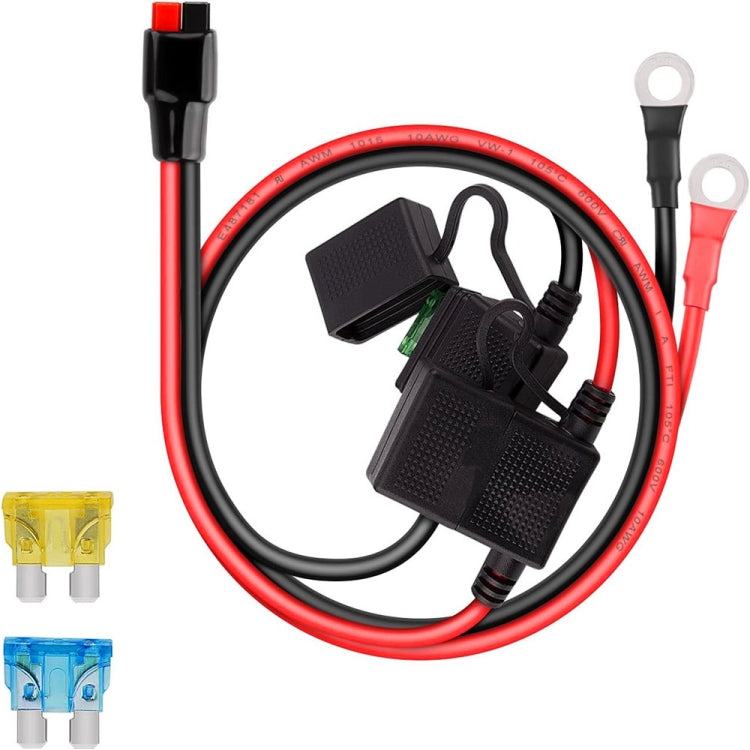 Dual Positive / Negative ATC Style Fuse Holder 10AWG Wire with Ring Terminals & 4 Connectors, Fuse Holder