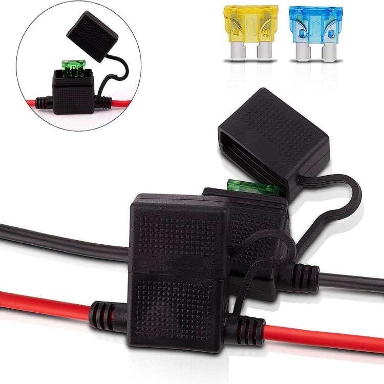 Dual Positive / Negative ATC Style Fuse Holder 10AWG Wire with Ring Terminals & 4 Connectors, Fuse Holder