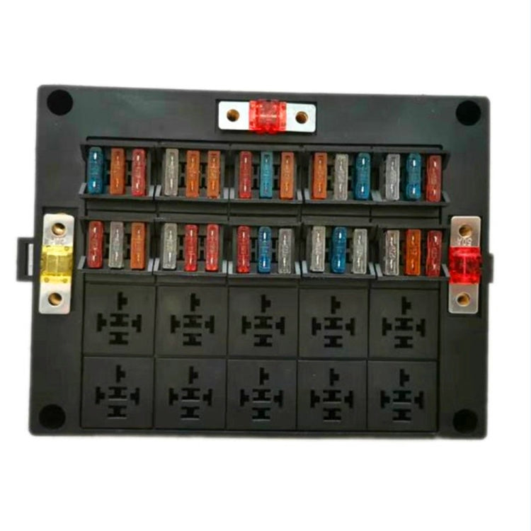 40A Car New Energy Multi-Way Fuse Relay Box Fuse Holder with 15pcs Fuse Blades, 5 Pin, 4 Pin