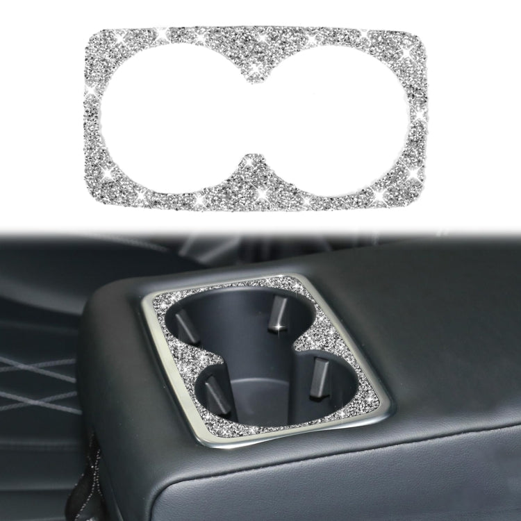 For Ford Mustang Mach E 2021 Car Rear Seat Cup Holder Frame Diamond Decorative Sticker, Rear Seat Cup Holder