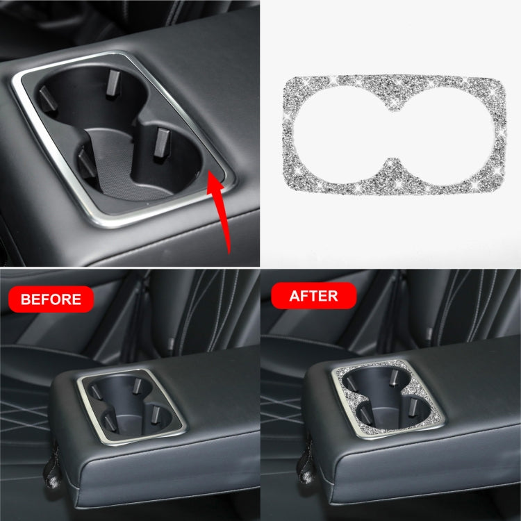 For Ford Mustang Mach E 2021 Car Rear Seat Cup Holder Frame Diamond Decorative Sticker, Rear Seat Cup Holder