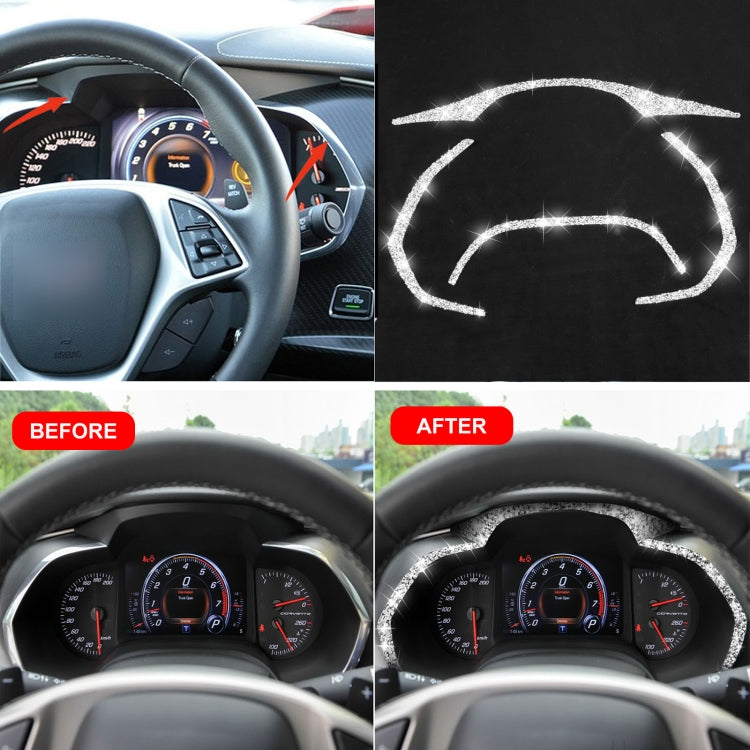 For Chevrolet Corvette C7 2014-2019 4 in 1 Car Dashboard Frame Diamond Decorative Sticker, Left Drive, 4 in 1 Dashboard Frame