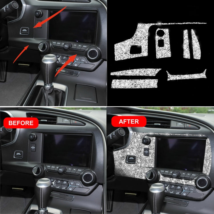 For Chevrolet Corvette C7 2014-2019 7 in 1 Car Central Control Panel Diamond Decorative Sticker, Left Drive, 7 in 1 Central Control Panel