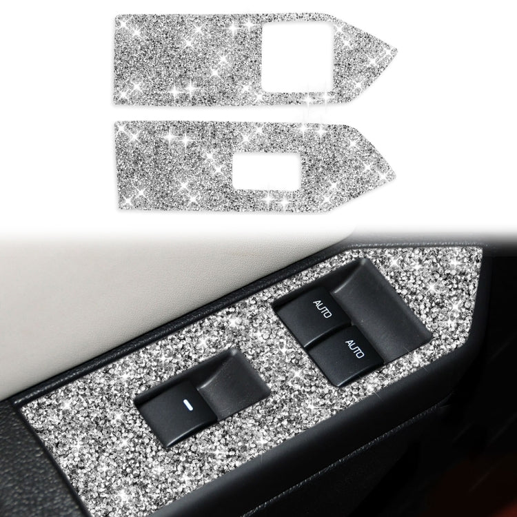 3pcs Car Window Glass Lifter Panel Diamond Decoration Sticker, Left Hand Drive, Window Glass Lifter Panel