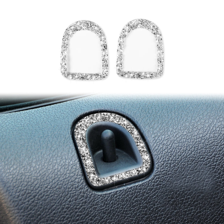 2pcs Car Door Lock Frame Diamond Decoration Sticker, Left Hand Drive, Door Lock Frame