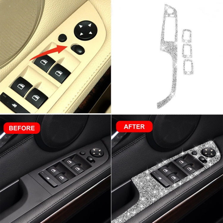 For BMW 3 Series E90 / 320i / 325i 2005-2012 Car Window Lift Panel with Folding Key 35.8cm Diamond Decorative Sticker, Left Drive, Window Lift Panel with Folding Key 35.8cm
