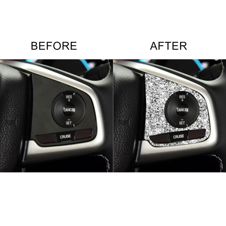 For Honda Civic 2016-2019 Car Steering Wheel Buttons High Configuration Diamond Decorative Sticker, Left and Right Drive, Steering Wheel Buttons High Configuration