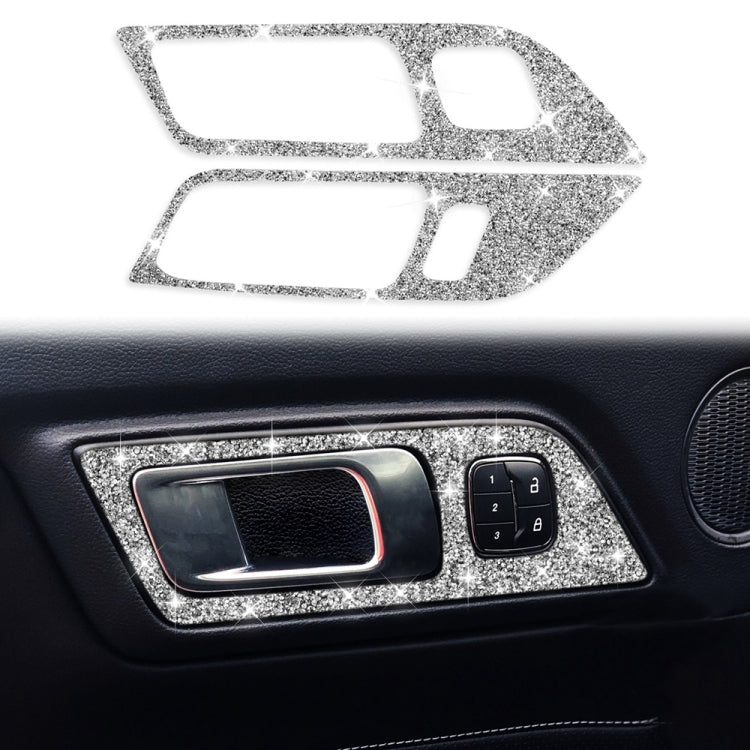 2pcs Car Door Inner Handle Panel Diamond Decoration Sticker, Left Drive, 2pcs Door Inner Handle Panel