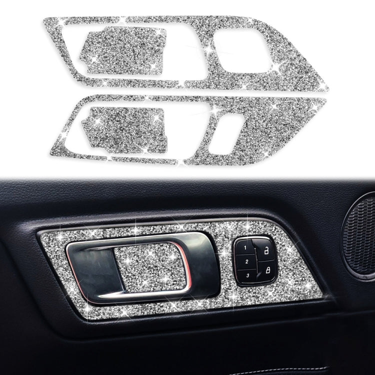 4pcs Car Door Inner Handle Panel Diamond Decoration Sticker, Left Drive, Door Inner Handle Panel, Left Drive