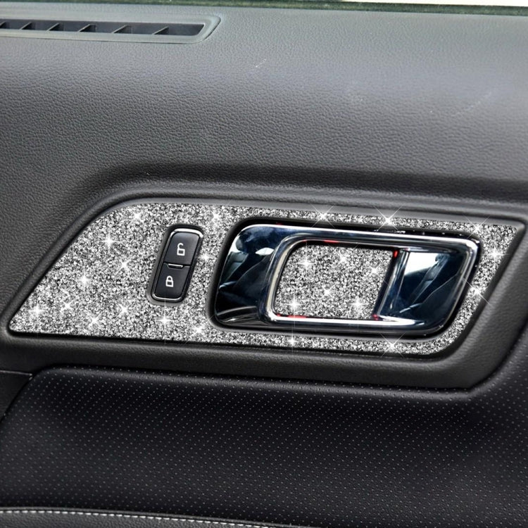 4pcs Car Door Inner Handle Panel Diamond Decoration Sticker, Left Drive, Door Inner Handle Panel, Left Drive