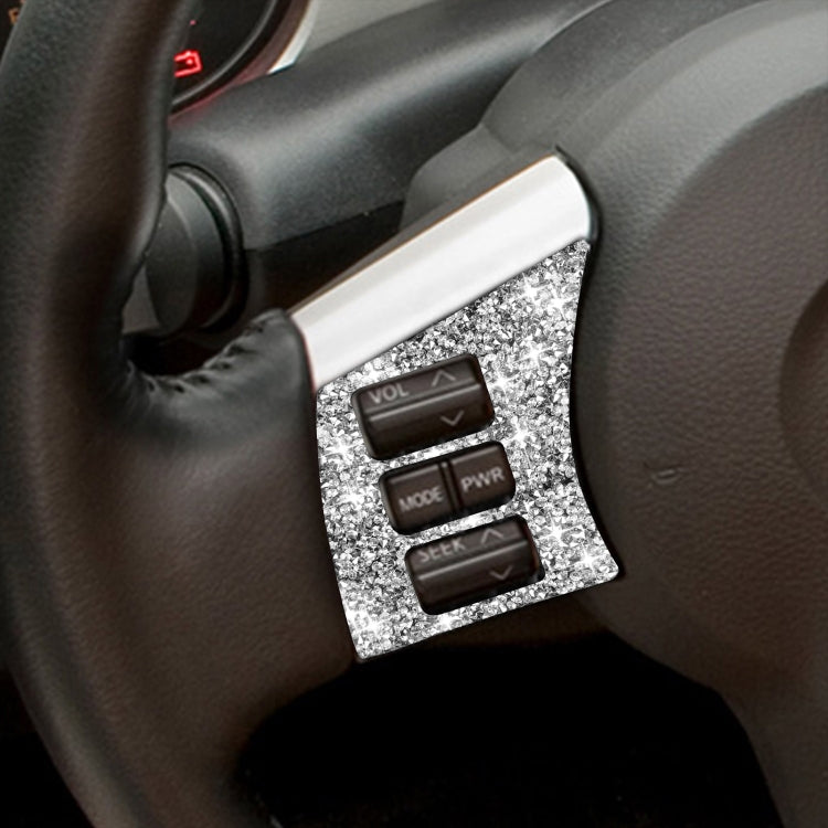 For Nissan 350Z 2003-2009 2pcs Car Steering Wheel Button Frame C Diamond Sticker,Left and Right Drive Universal, Car Steering Wheel Button Frame C