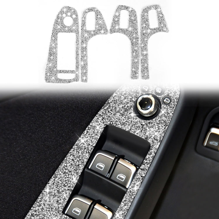 For Audi A4 / A5 / Q5 Car Door Lift Control Panel Diamond Decoration Sticker, Left Drive Low Configured, Right Drive Low Configured