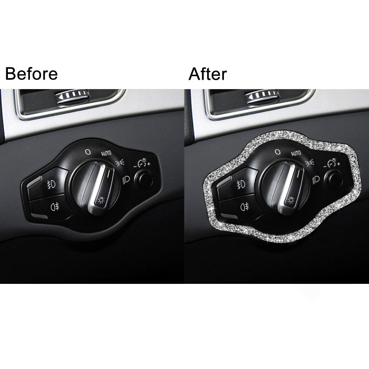 Car Headlight Switch Frame Diamond Decoration Sticker, Left and Right Drive, Headlight Switch Frame