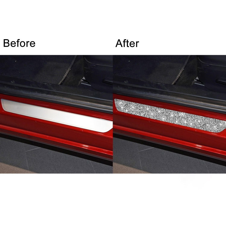 For Tesla Model 3 Car Rear Door Sill Strip Diamond Sticker,Left and Right Drive Universal, Rear Door Sill Strip