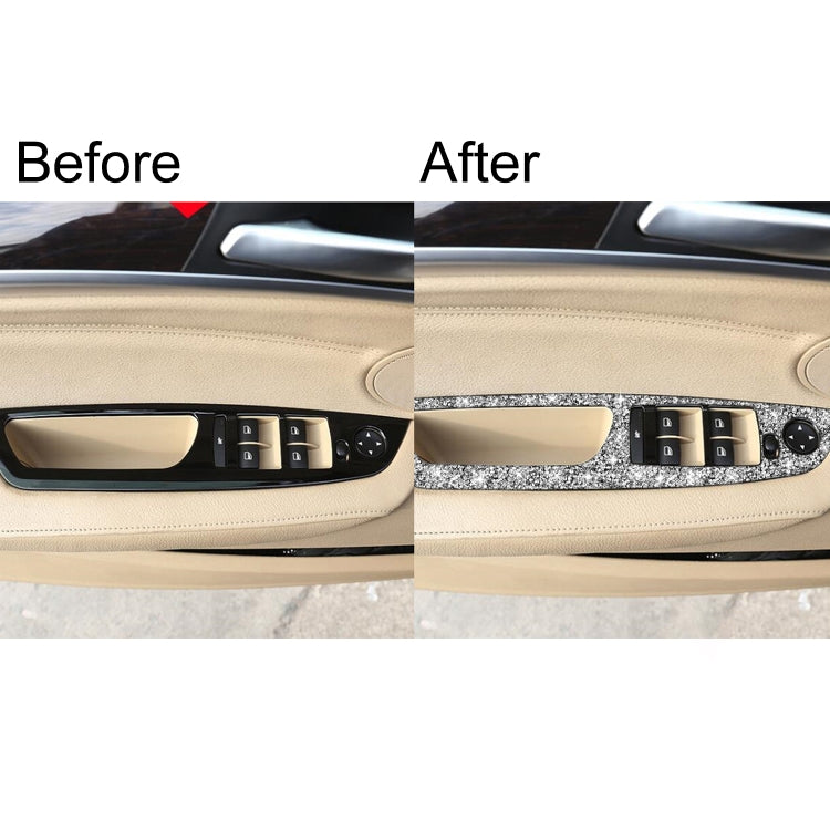 For BMW X5 E70 2008-2013 / X6 E71 2009-2014 Car Window Lift Panel Diamond Decoration Sticker, Lift Panel Low Configuration Left Drive