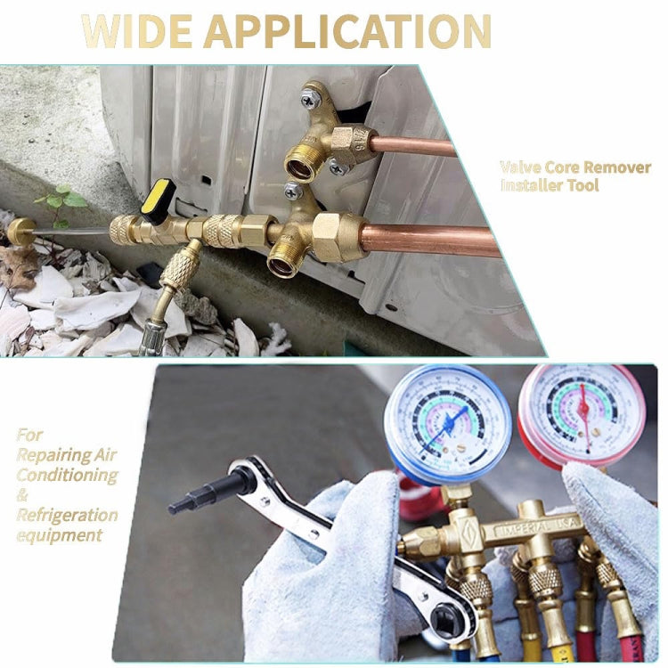 15pcs / Set Air Conditioning Valve Core Disassembly Tool with Rrepair Wrench & Valve Core, CP-4340