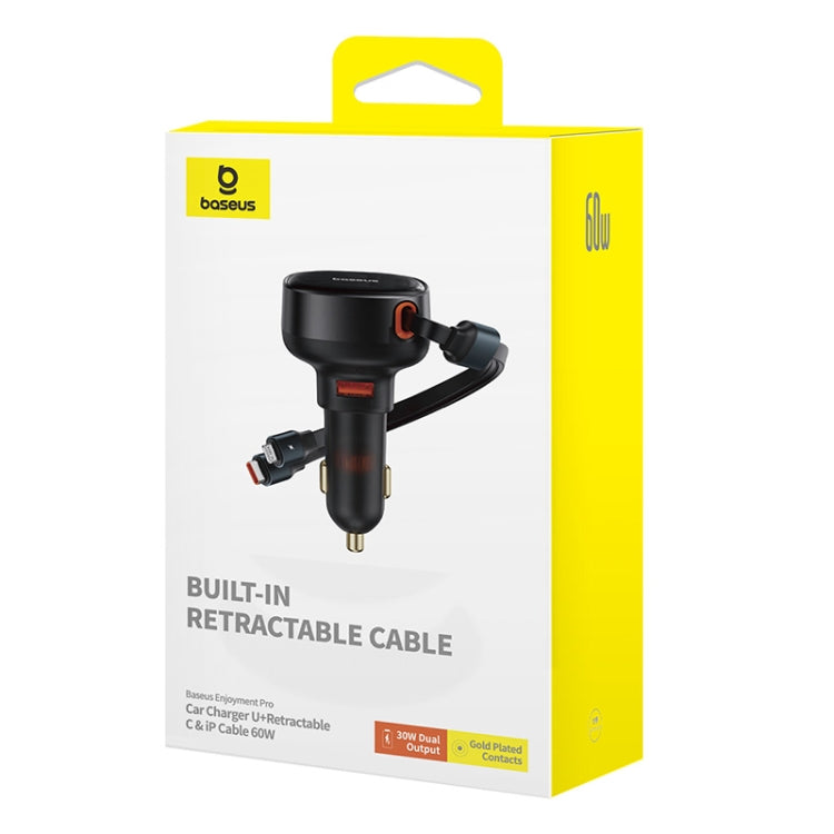 Baseus Tuxiang Pro 60W 3 in 1 USB+8 Pin+Type-C Interface Car Charger, USB+8 Pin+Type-C