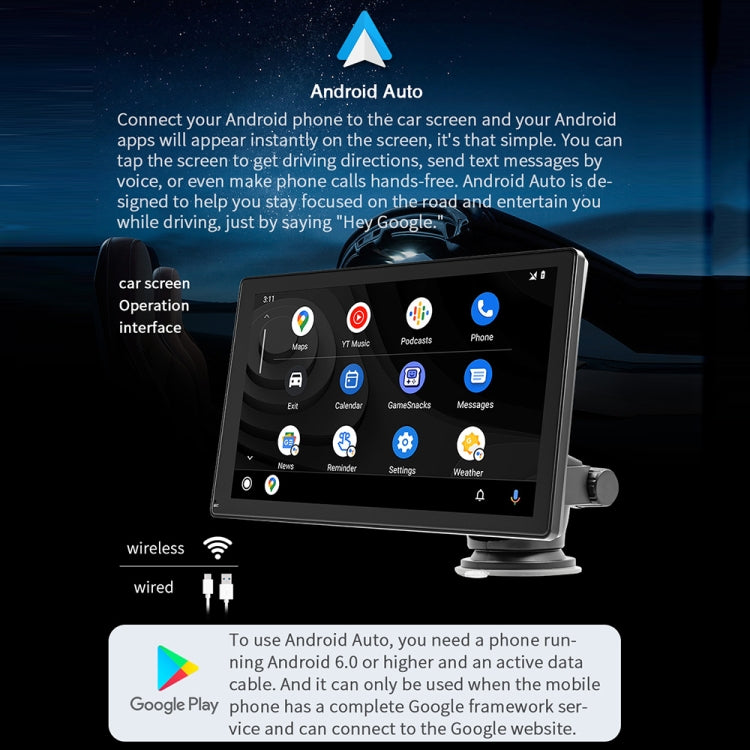 B5305 9 inch Portable Car MP5 Player Support CarPlay / Android Auto, B5305