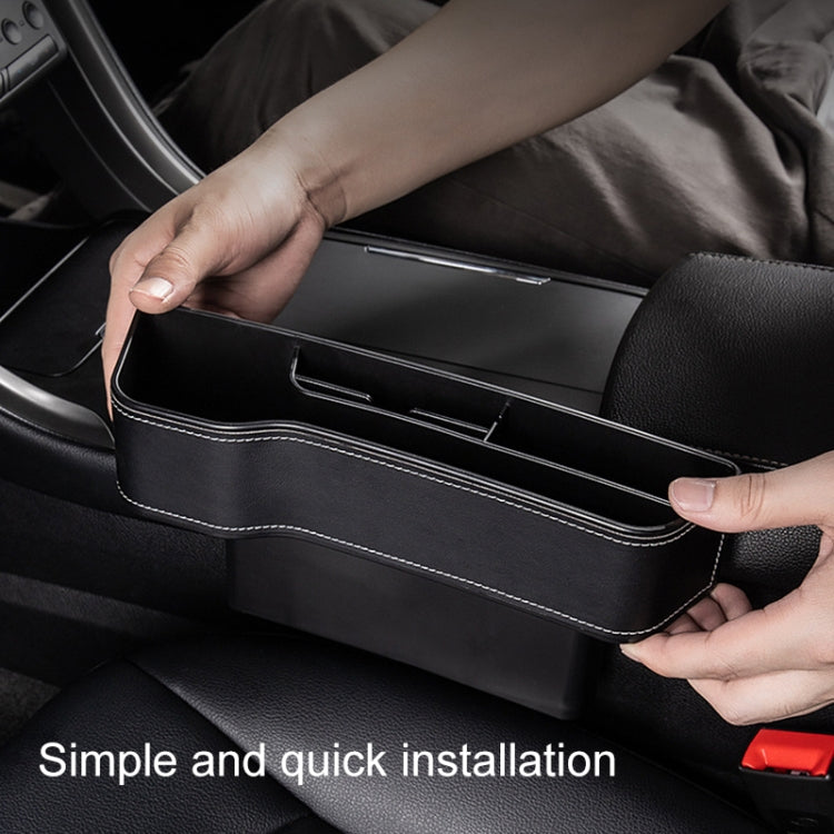 Car Multi-functional Console Box Cup Holder Seat Gap Side Storage Box, Leather Style, Brown Front Passenger Seat, Beige Front Passenger Seat, Black Front Passenger Seat, Black Main Driver Seat, Beige Main Driver Seat, Brown Main Driver Seat