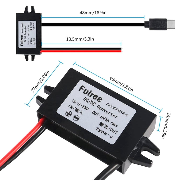 12V to 5V 3A Car Power Converter DC Module Voltage Regulator, Type-C Elbow, USB Female with Ears, Dual USB Female, Dual USB with Ears, 2 in 1 Dual USB Female