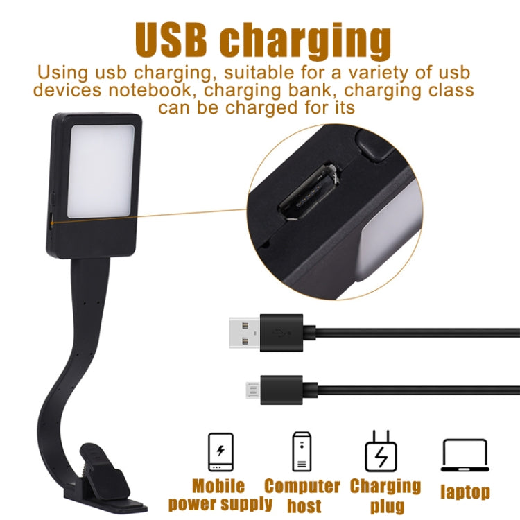 LED Reading Light Clip Book USB Charging Mini Bedside Learning Lamp
