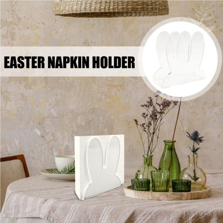 Acrylic Cute Rabbit Ears Shape Napkin Storage Rack, YX093