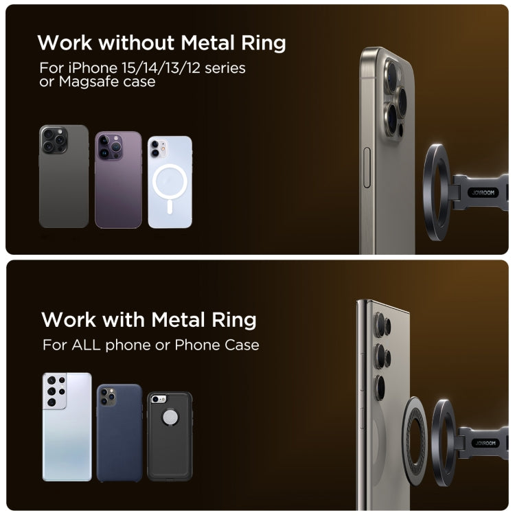 JOYROOM JR-ZS403 Metal Foldable Magnetic Car Phone Mount, JR-ZS403 Black, JR-ZS403 Metal Grey