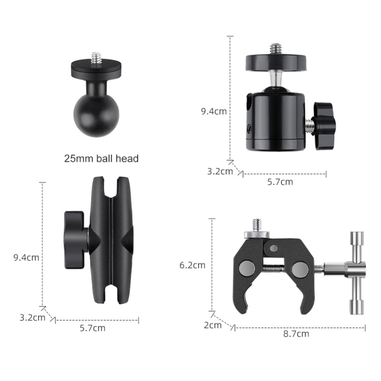Motorcycle Clamps Handlebar Fixed Mount, 10 in 1 Crabs Selfie Stick, 9 in 1 Dual-Link Crabs Selfie Stick Kit, 3 in 1 U-Type Mount Selfie Stick, 9 in 1 Wrench O-Type Mount Crabs No Stick
