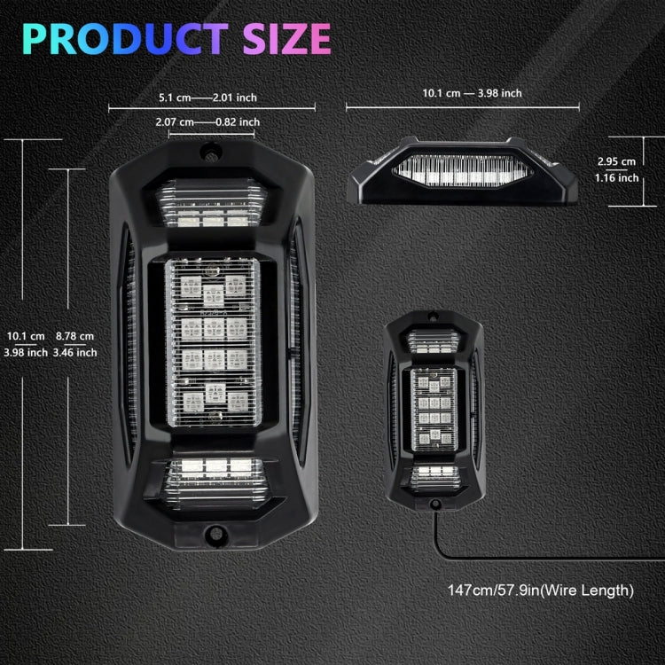 G6 RGB Colorful Car Chassis Light LED Music Atmosphere Light With 24-Button Remote Control, 6 in 1