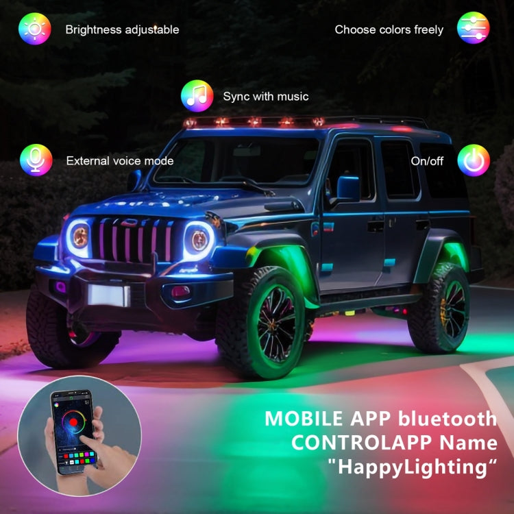 G6 RGB Colorful Car Chassis Light LED Music Atmosphere Light With 24-Button Remote Control, 6 in 1