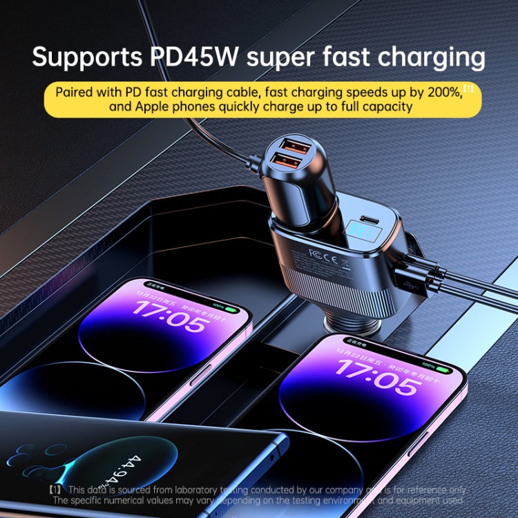C26 4 in 1 PD45W Type-Cx2+USB Car Cigarette Lighter Fast Charging Charger, C26