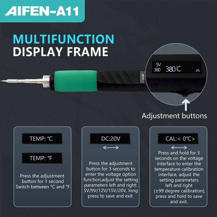 Aifen A11 Portable USB Charging Soldering Station with C210 Handle, US Plug, EU Plug, UK Plug