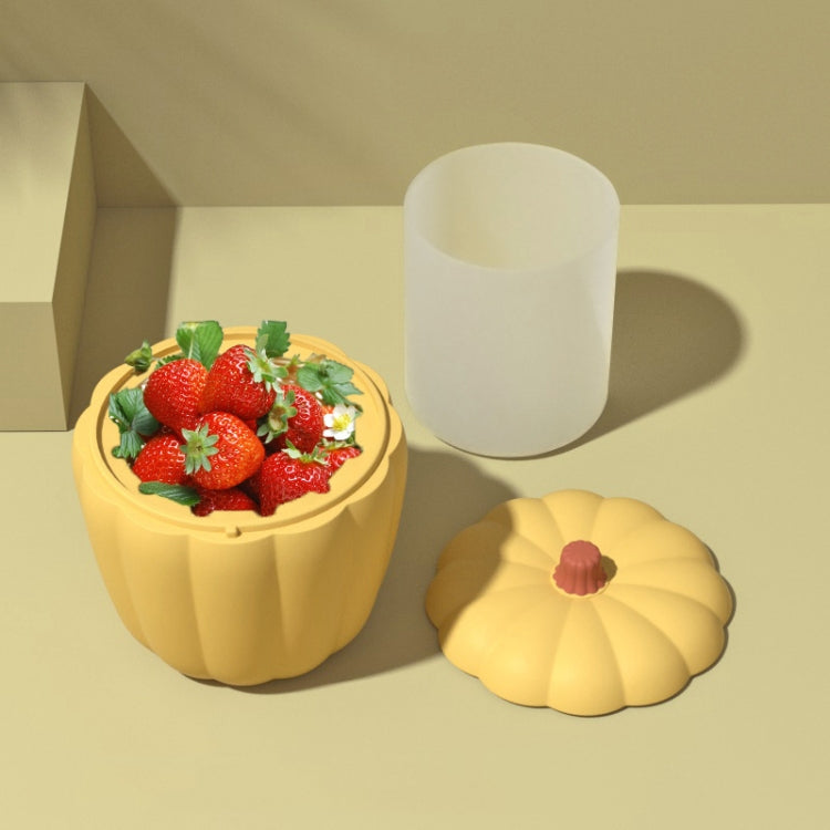 Silicone Pumpkin Double Ice Bucket with Lid, Yellow