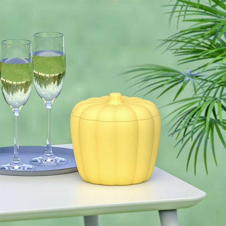 Silicone Pumpkin Double Ice Bucket with Lid, Yellow