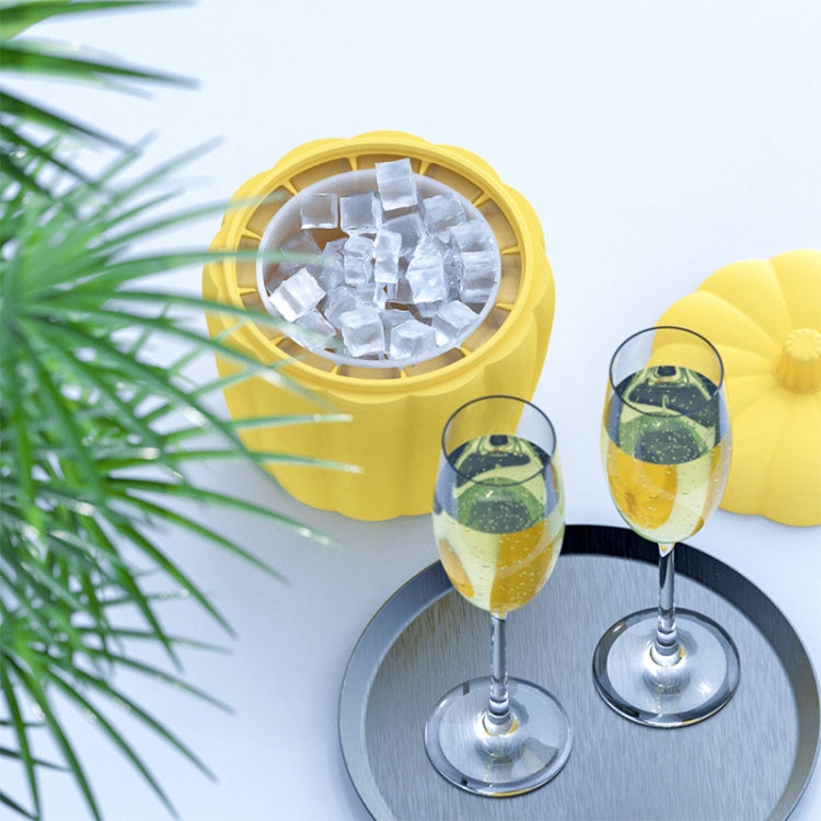Silicone Pumpkin Double Ice Bucket with Lid, Yellow