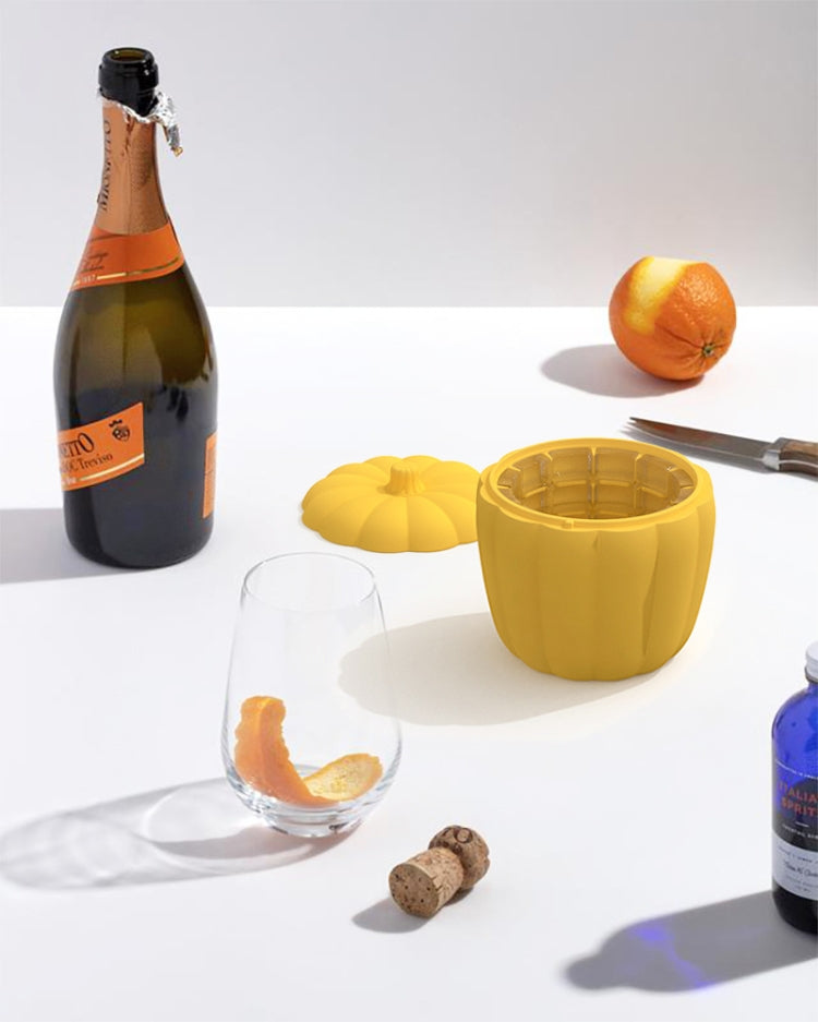 Silicone Pumpkin Double Ice Bucket with Lid, Yellow