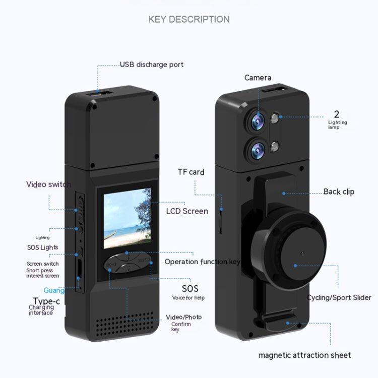 A3 1.5 inch Color Screen 180 Degree Rotation HD Outdoor Sports Recorder, A3