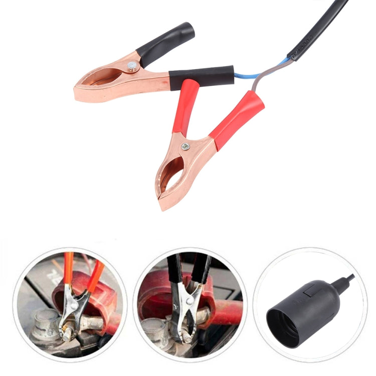 E27 Car Battery Charging Crocodile Clip to Headlight Connection Cable, 1.3m, 2.8m
