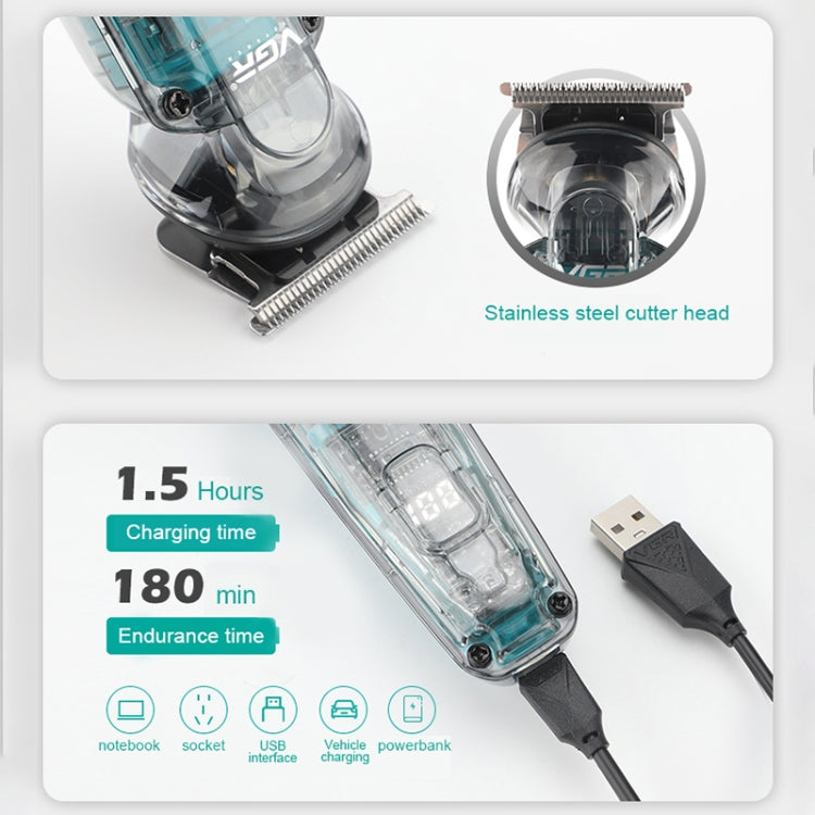 VGR V-949 5W USB LED Digital Display Multifunctional Hair Clipper