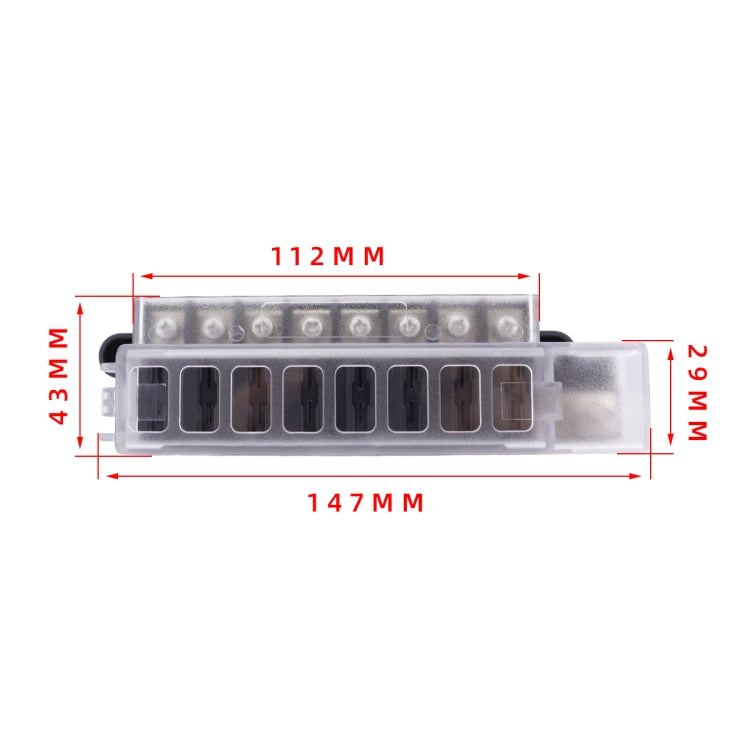 8 Way Fuse Block with 20pcs Terminals, 8 Way with 20pcs Terminals