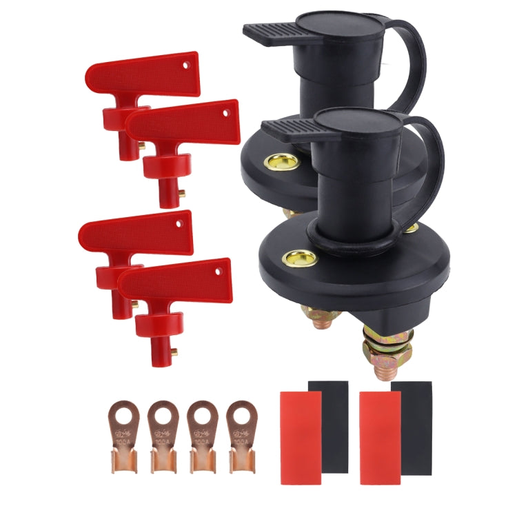 Pair Car / Boat Battery Power Off Switch with 100A Terminal, Pair Black