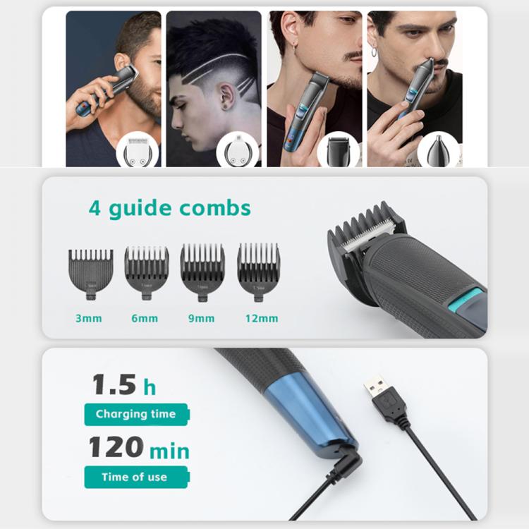VGR V-108 10-in-1 Digital Display Electric Hair Clipper Men Care Kit, V-108