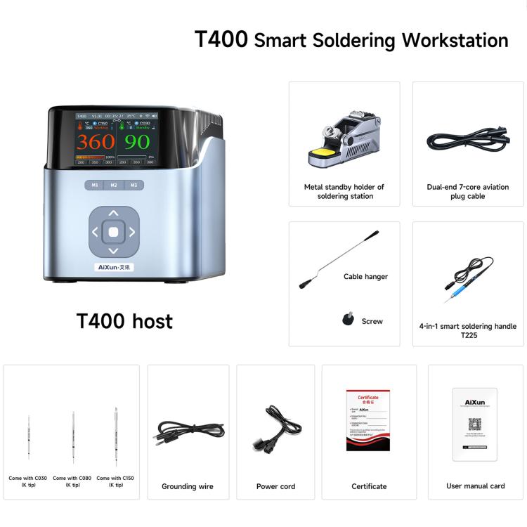 AiXun T400 320W Smart Soldering Workstation, EU Plug, UK Plug