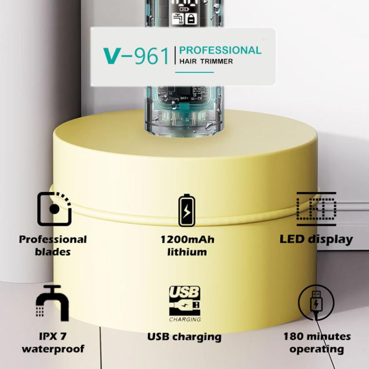 VGR V-961 IPX7 LED Digital Display USB Electric Hair Clipper, V-961
