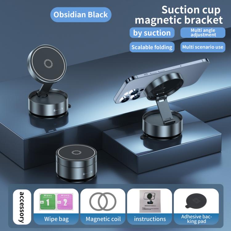 Q12 Foldable Vacuum MagSafe Magnetic Suction Cup Phone Holder, Q12(Black)