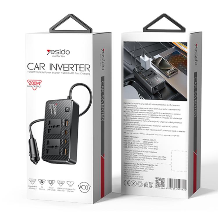 Yesido VC07 200W AC220V Multifunctional Car Inverter